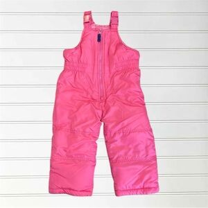 EUC Girls Hot Pink Puffer Adjustable Strap Ski Bibs Snow Pants
